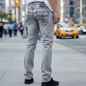 🆕️Rock Revival Quince Sup Stretch Slim Straight Jeans. Men's Size W34x34L